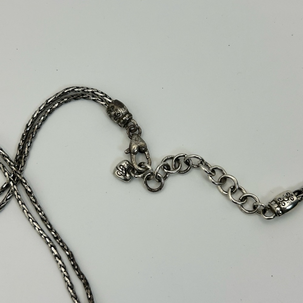 Brighton Deco Lace Pendant Necklace 17" Silver Plated Double Chain READ - Picture 5 of 11